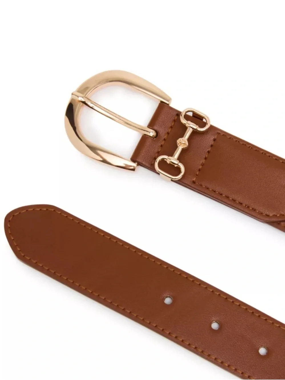 Tan canvas Horsebit belt gold snaffle bit buckle equestrian